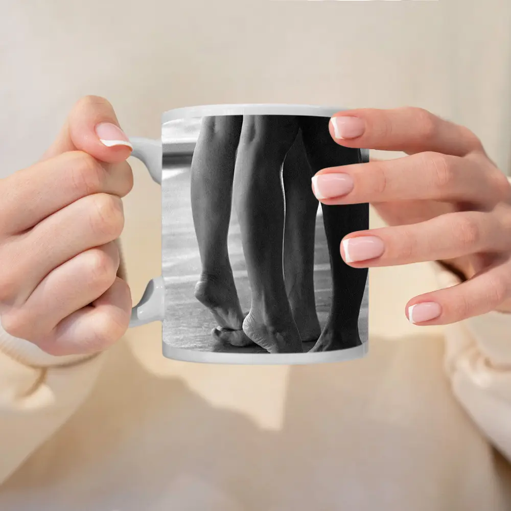 Two Figures Standing Close Black White – Mugs