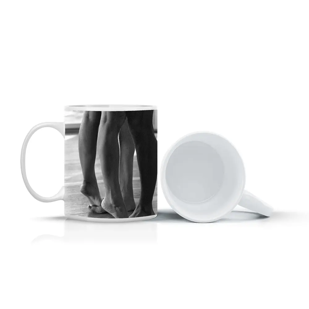 Two Figures Standing Close Black White – Mugs