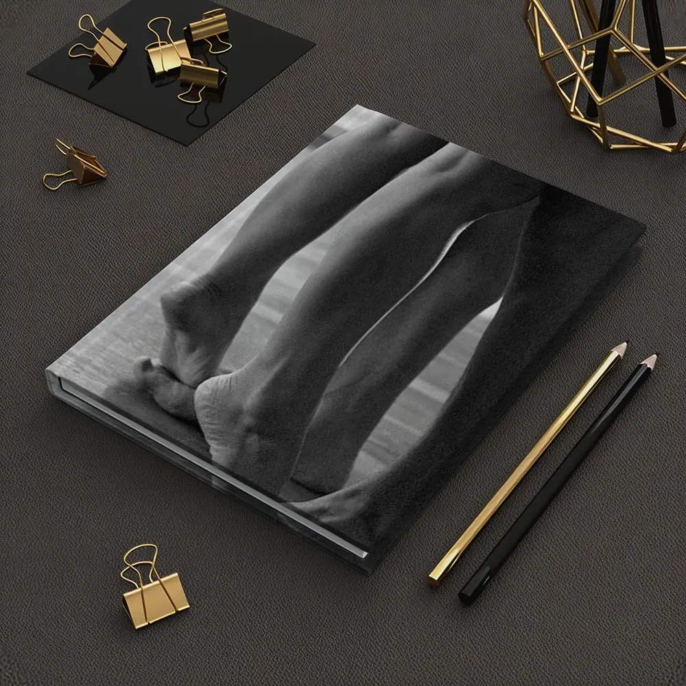 Two Figures Standing Close Black White – Notebooks