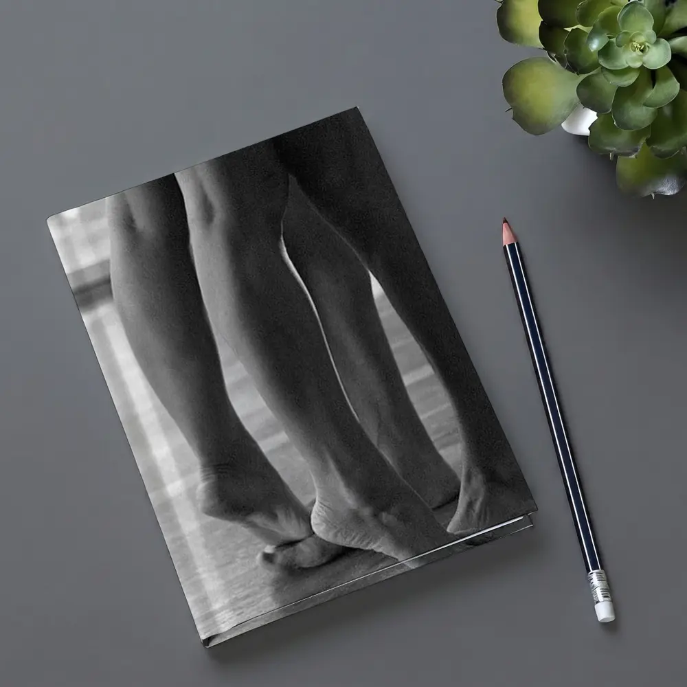 Two Figures Standing Close Black White – Notebooks