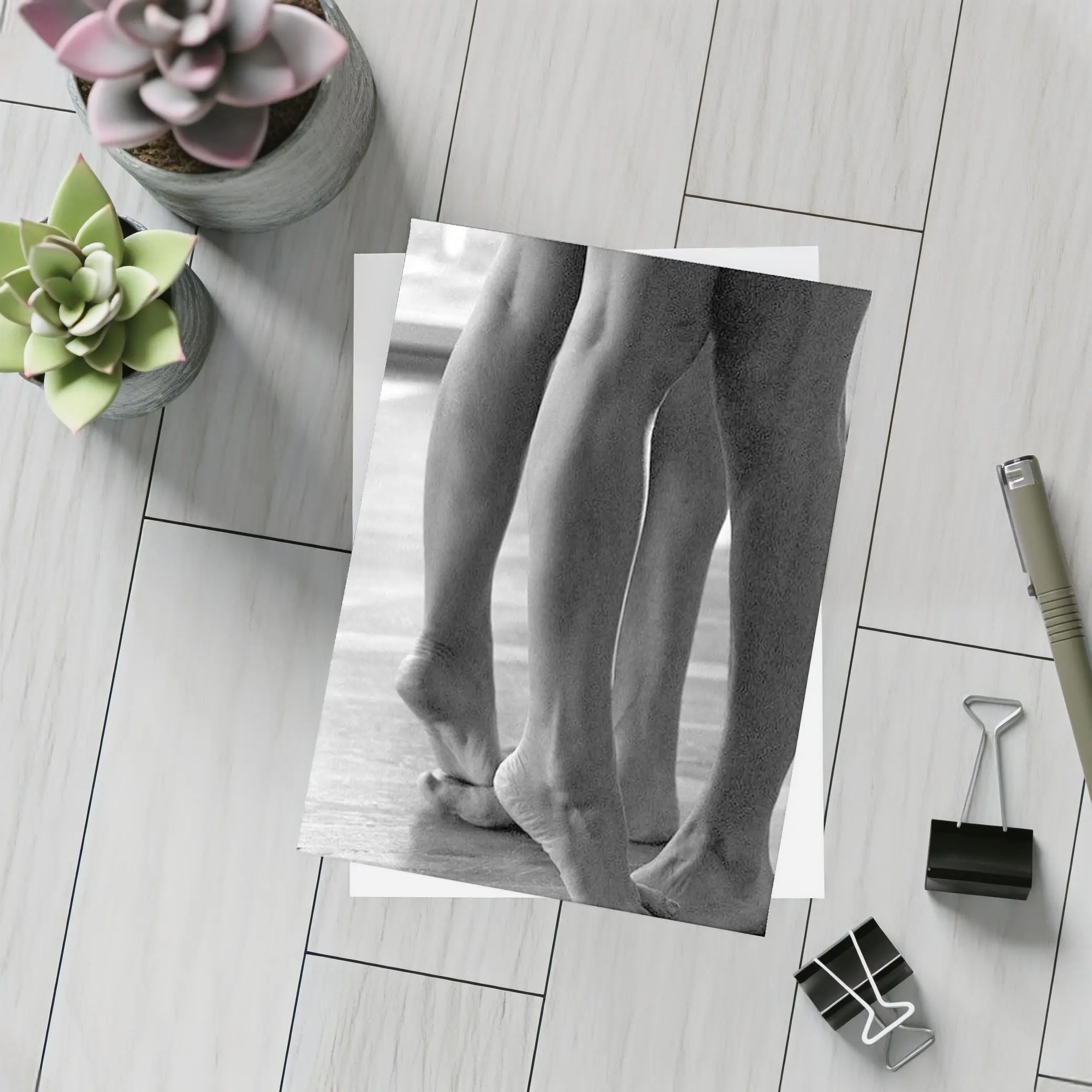 Two Figures Standing Close Black White – Postcards