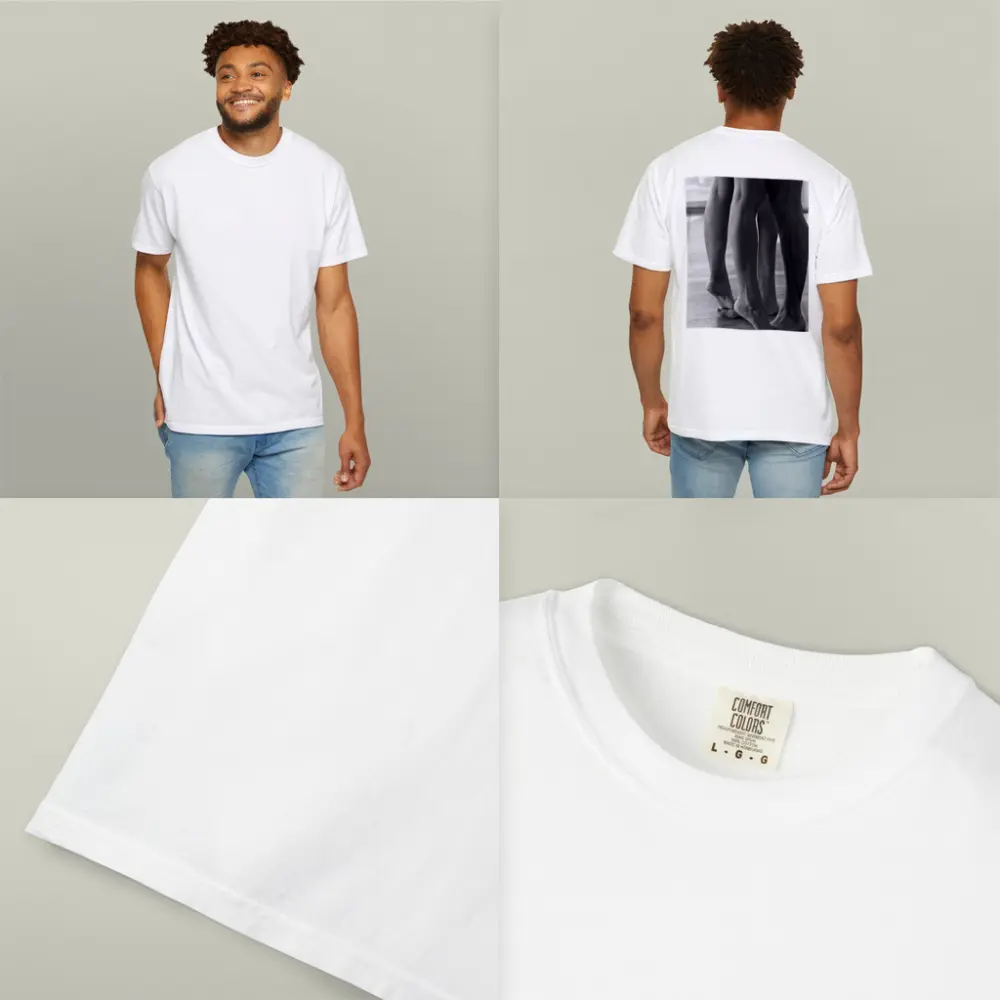 Two Figures Standing Close Black White – T-Shirts