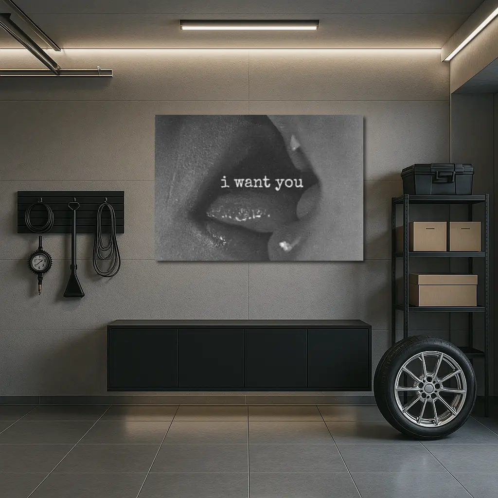I Want You Black White Lips Kiss – Wall Art