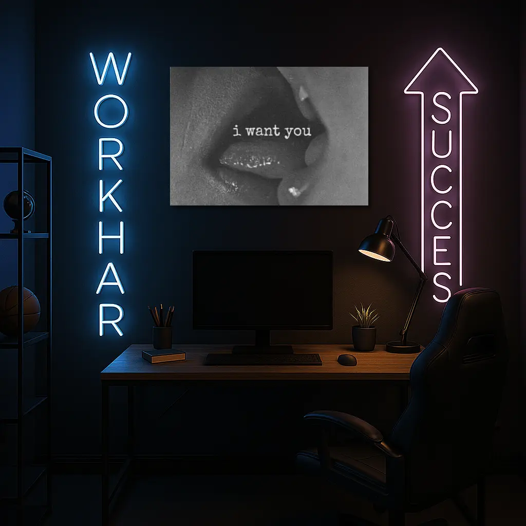 I Want You Black White Lips Kiss – Wall Art