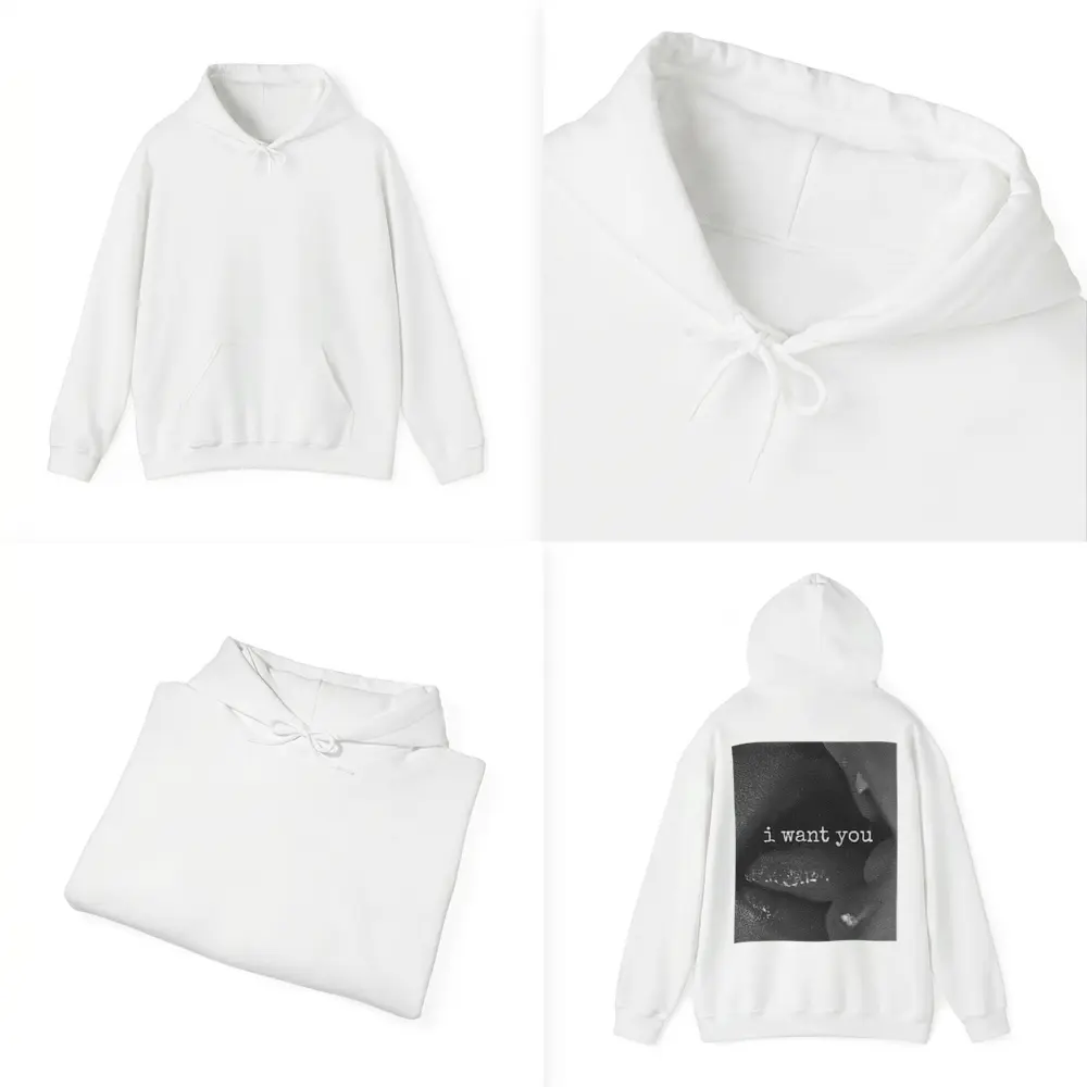 I Want You Black White Lips Kiss – Hoodies