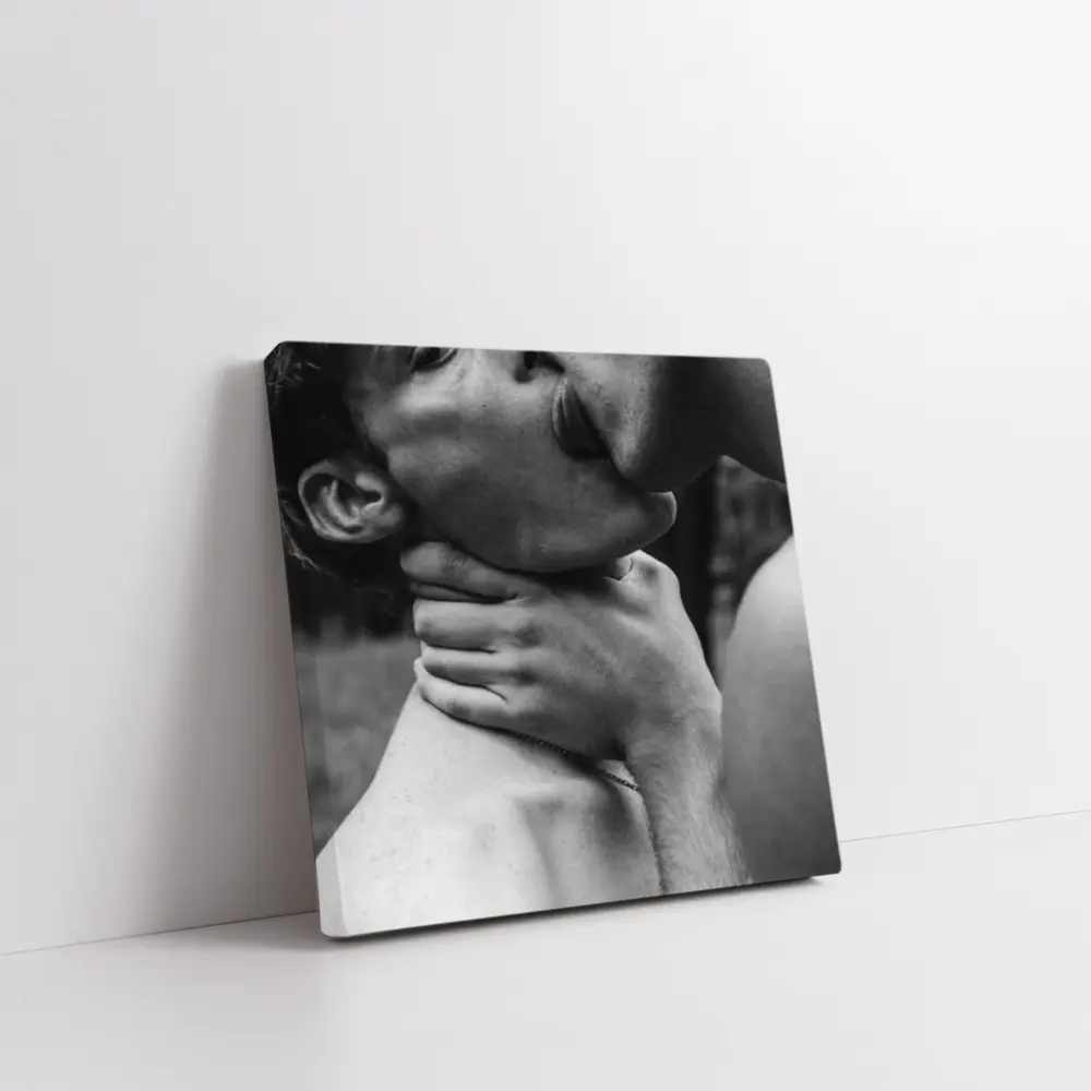 Black and White Intimate Couple Neck Kiss – Wall Art