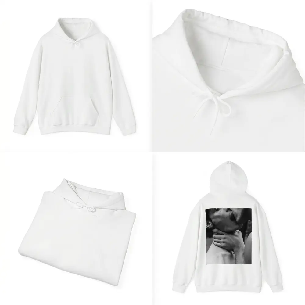 Black and White Intimate Couple Neck Kiss – Hoodies