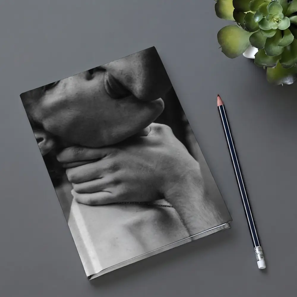 Black and White Intimate Couple Neck Kiss – Notebooks