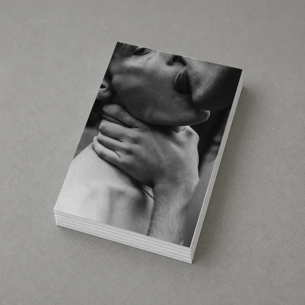 Black and White Intimate Couple Neck Kiss – Postcards
