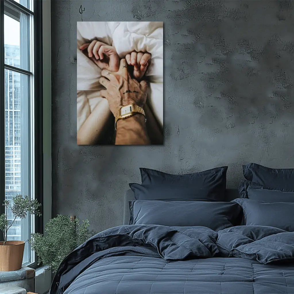 Couple Holding Hands Gold Watch Tattoos – Wall Art