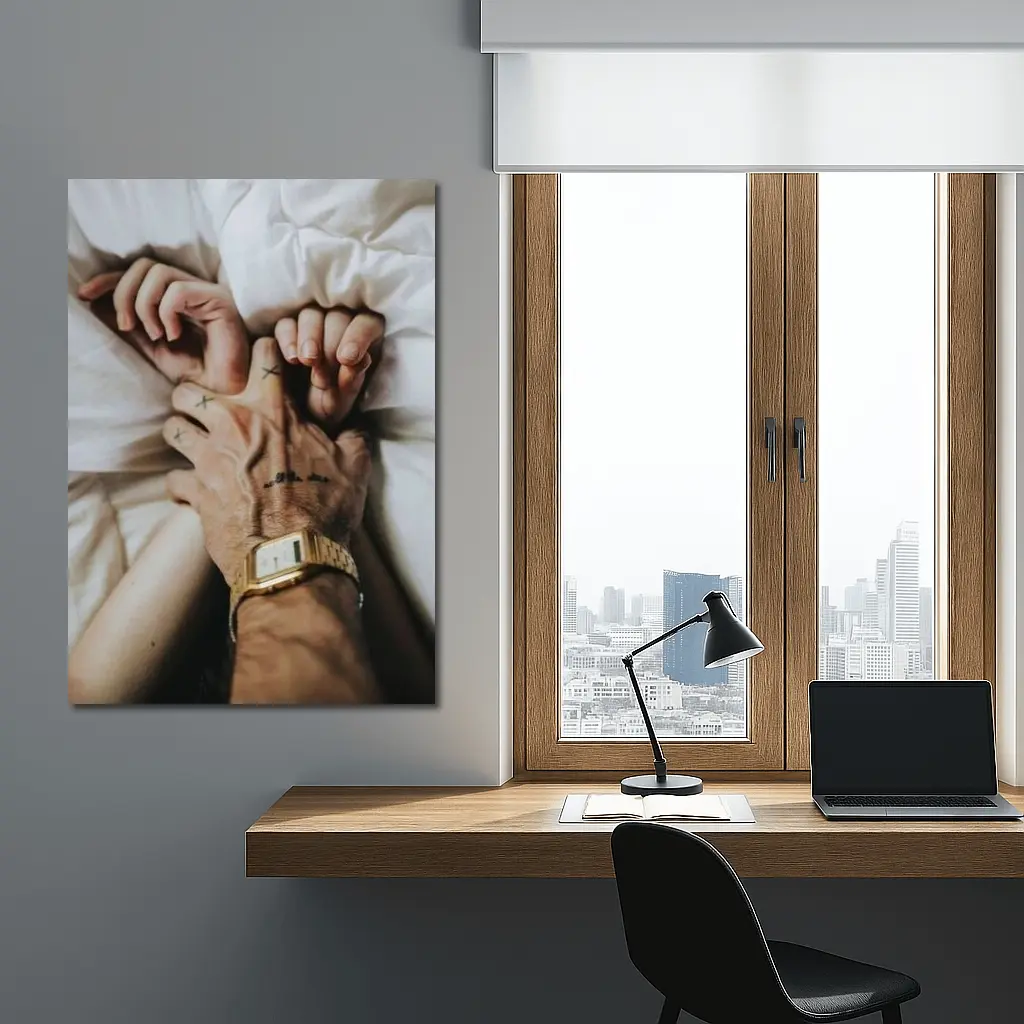 Couple Holding Hands Gold Watch Tattoos – Wall Art