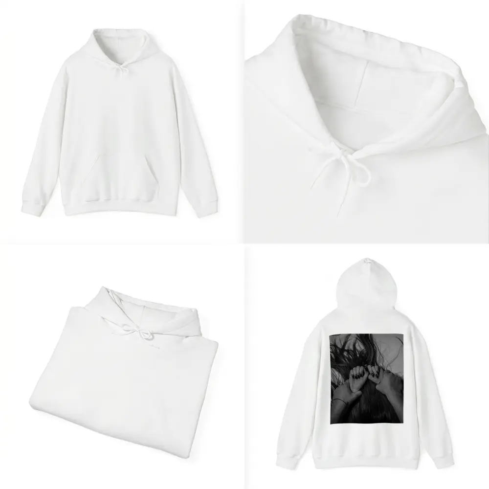 Black and White Hands Grasping Dark Hair – Hoodies