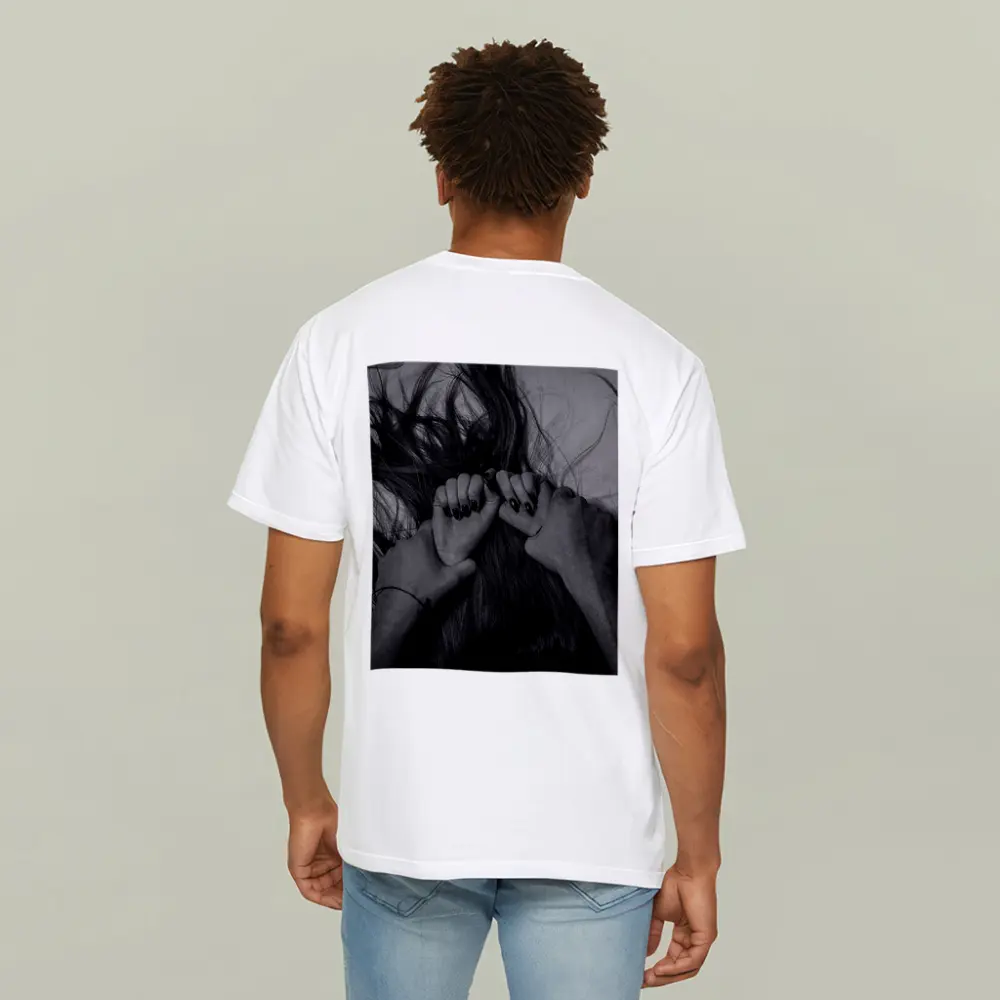 Black and White Hands Grasping Dark Hair – T-Shirts