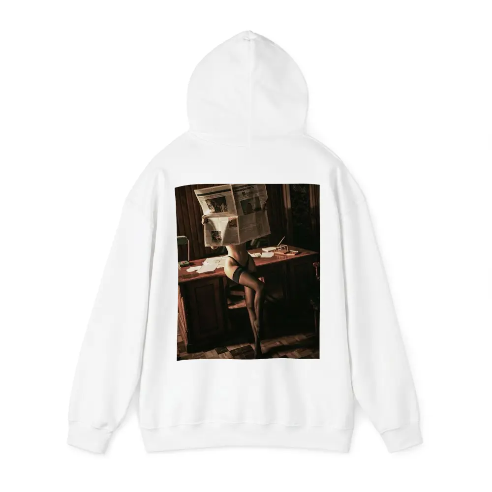 Sexy Woman Reading Newspaper at Office Desk – Hoodies