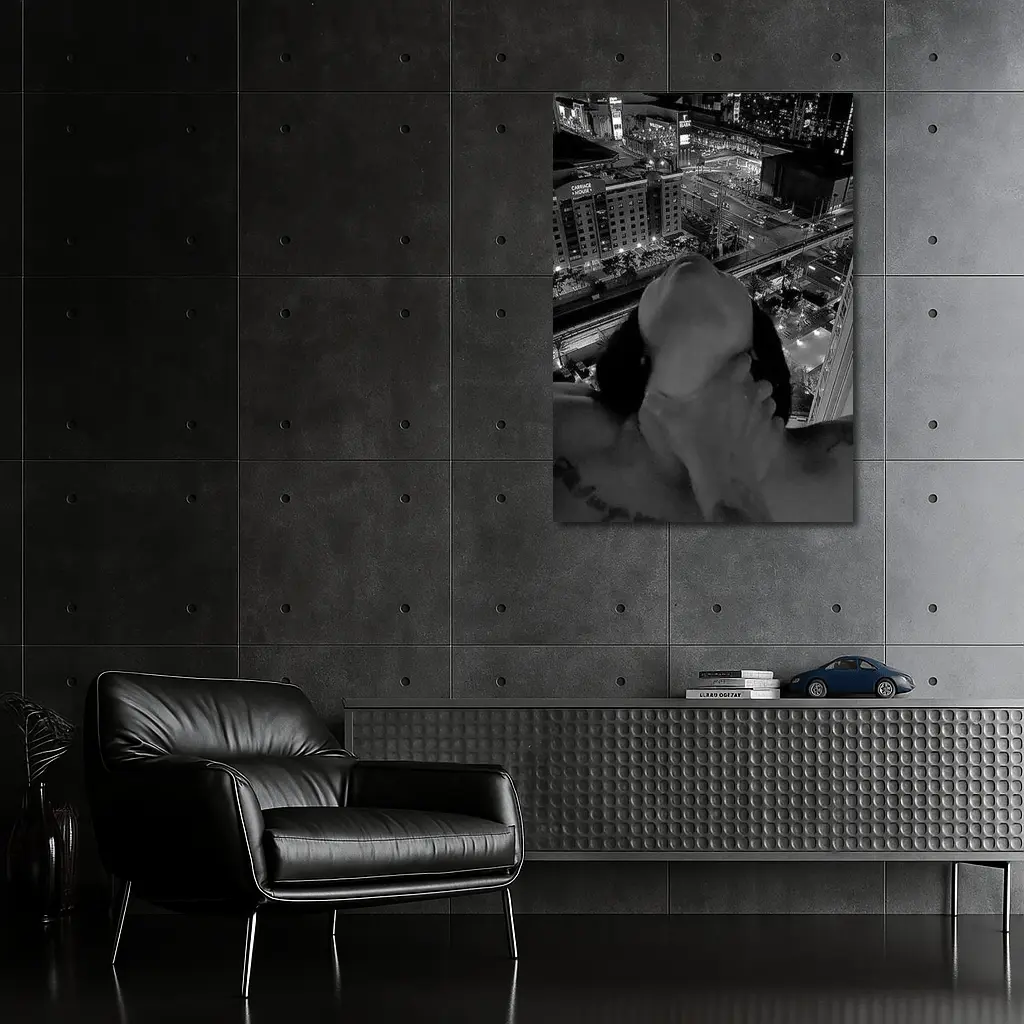Woman City Night View Black White – Wall Art