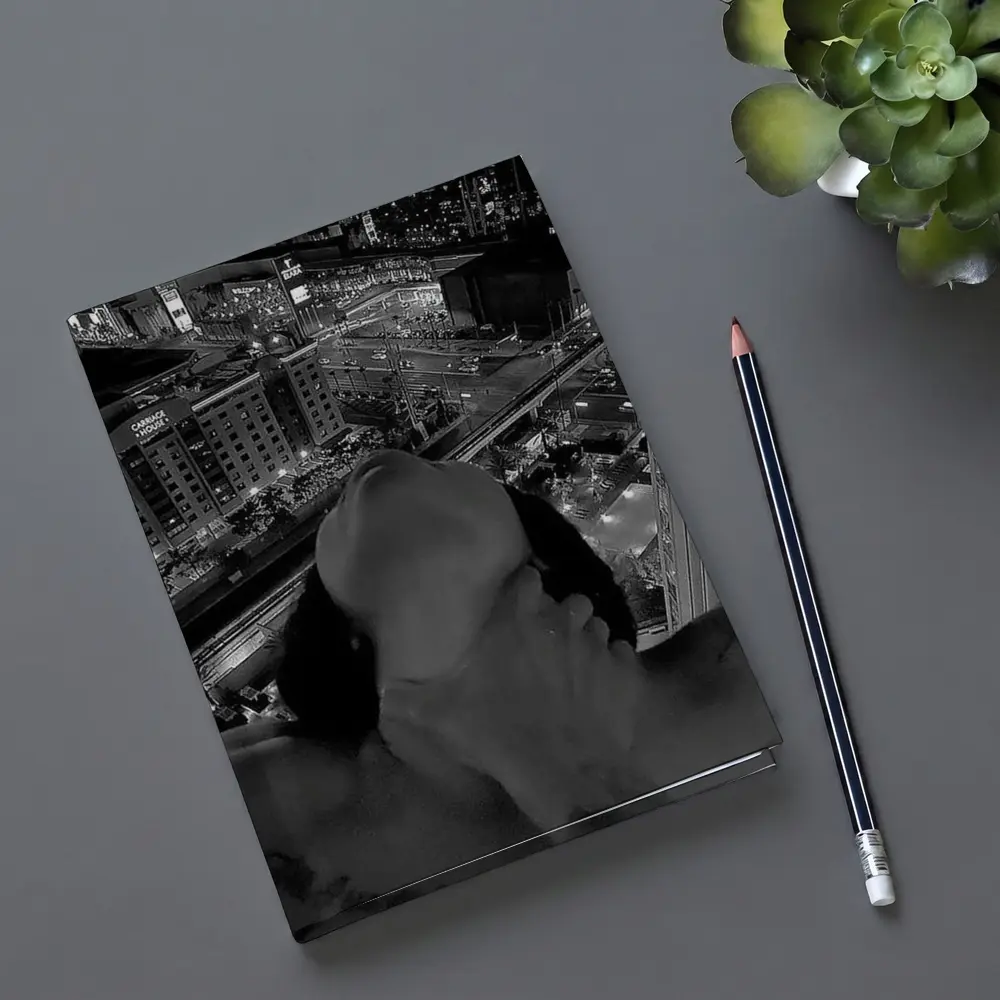Woman City Night View Black White – Notebooks