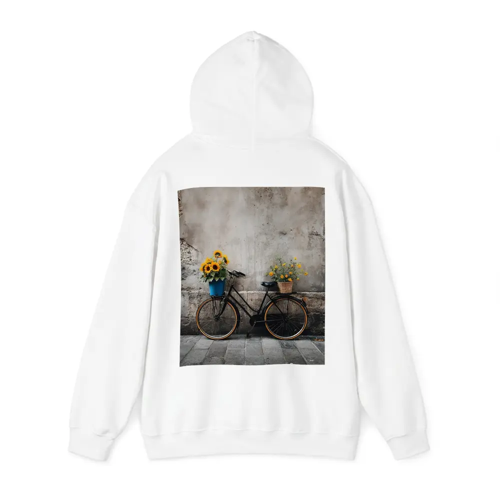Vintage Bicycle Sunflowers Against Stone Wall – Hoodies