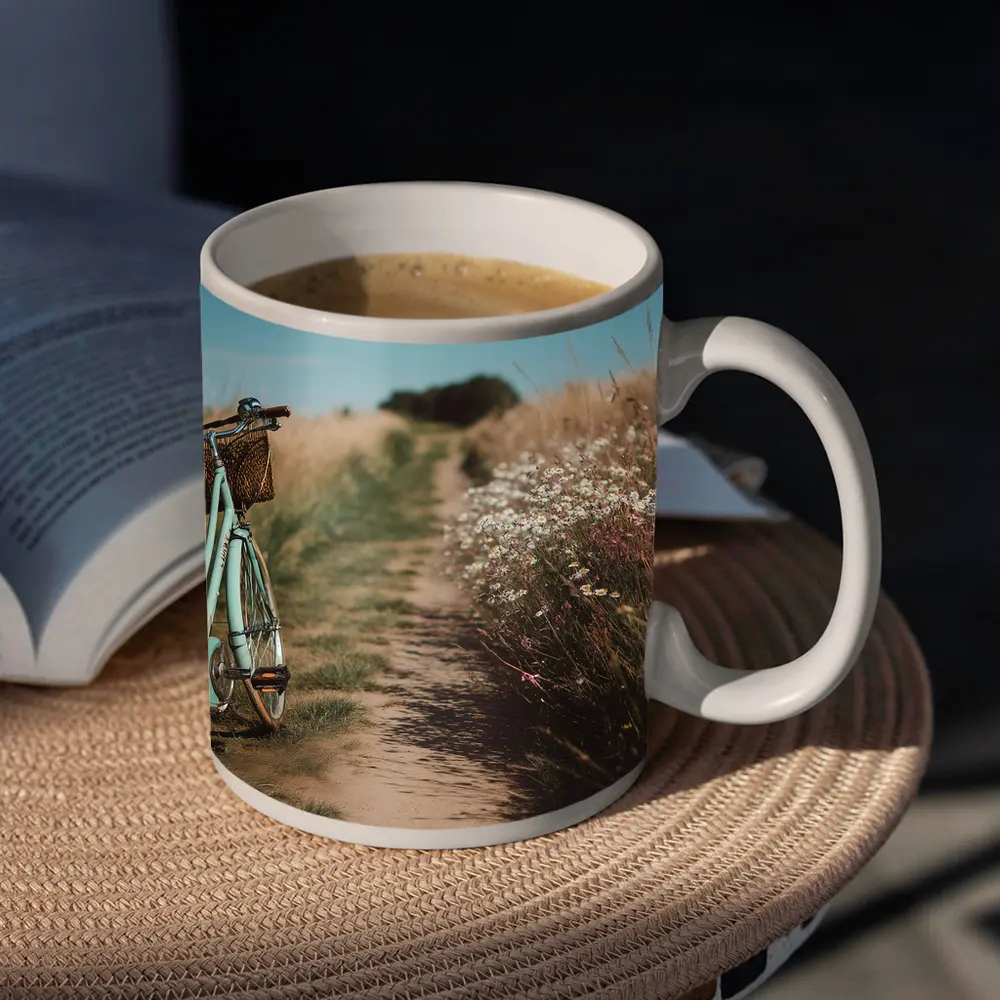 Vintage Mint Bicycle Country Path Wildflowers – Mugs