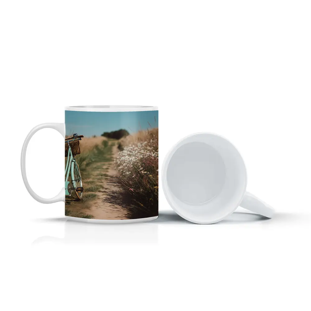 Vintage Mint Bicycle Country Path Wildflowers – Mugs