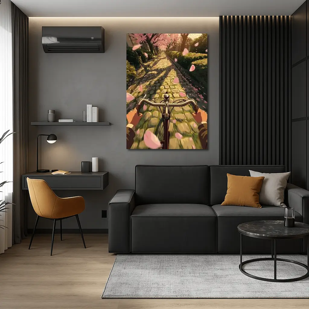 Anime Bicycle Ride Cherry Blossom Path – Wall Art