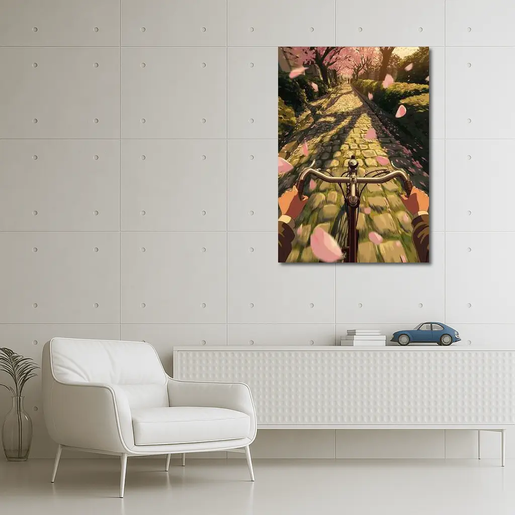 Anime Bicycle Ride Cherry Blossom Path – Wall Art
