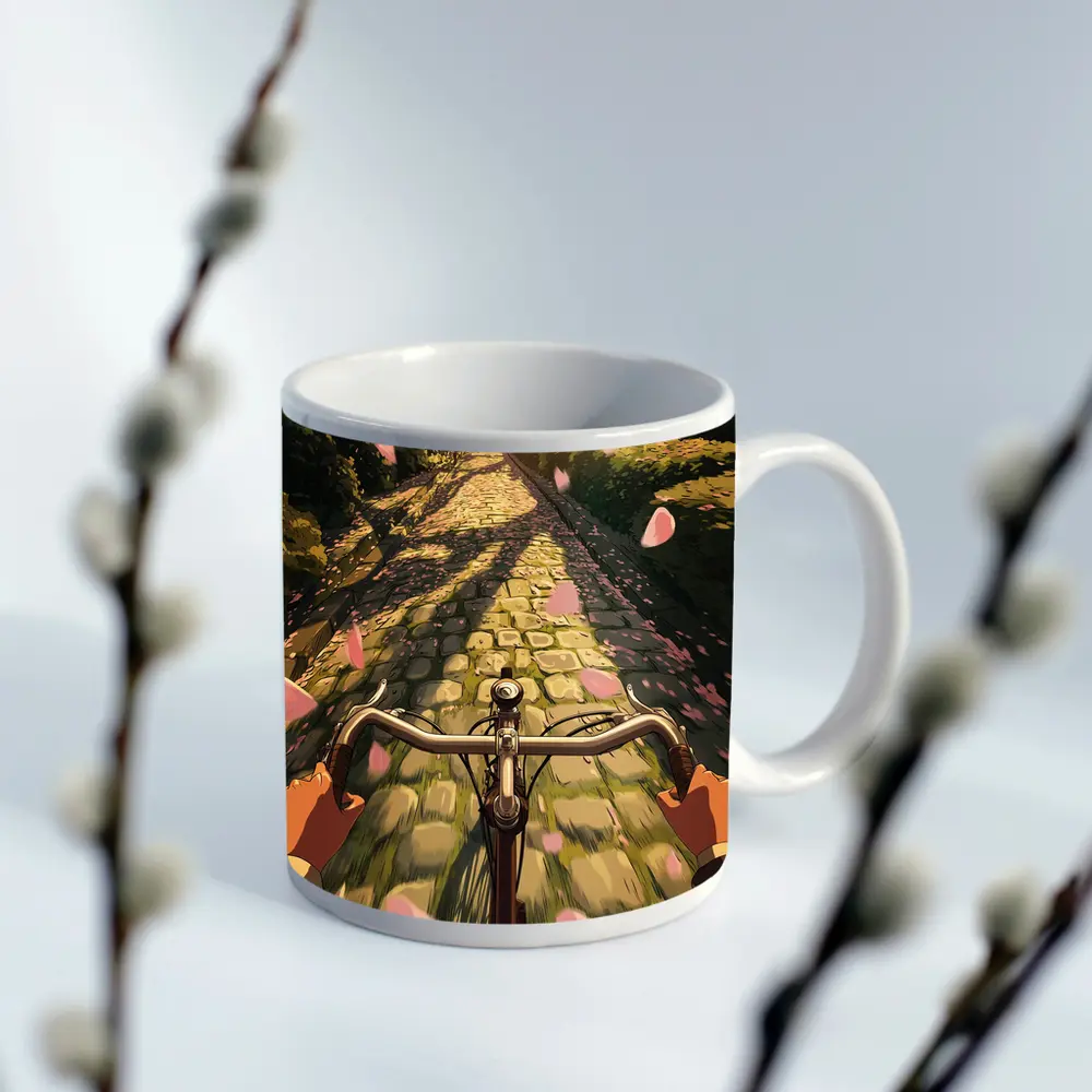 Anime Bicycle Ride Cherry Blossom Path – Mugs