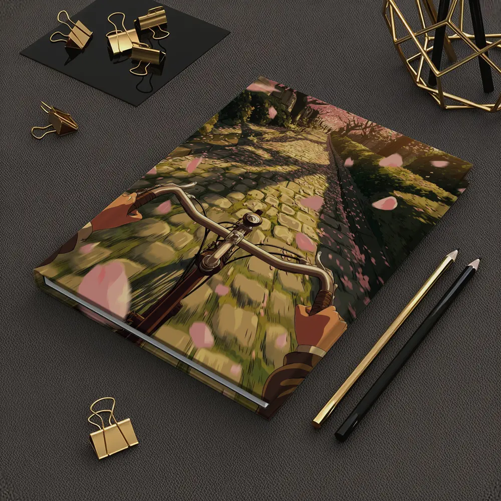 Anime Bicycle Ride Cherry Blossom Path – Notebooks