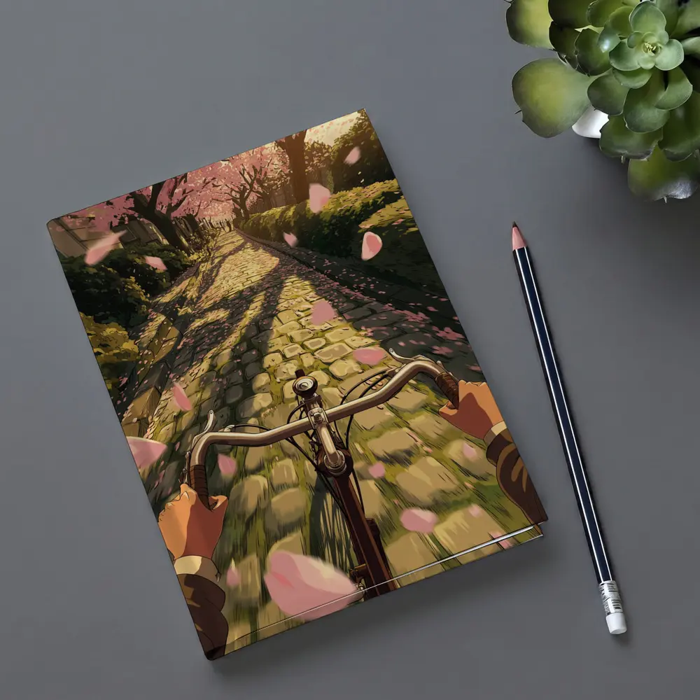 Anime Bicycle Ride Cherry Blossom Path – Notebooks