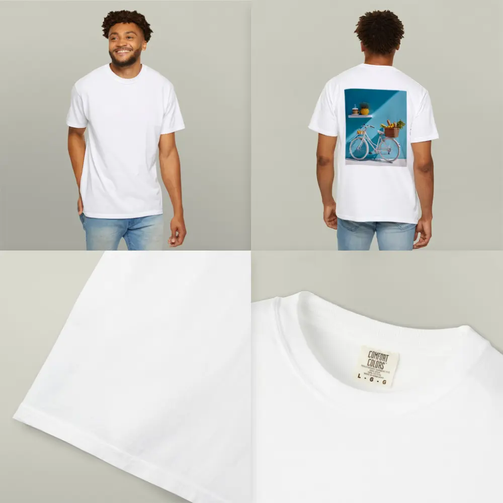White Bicycle With Market Basket Teal Wall – T-Shirts