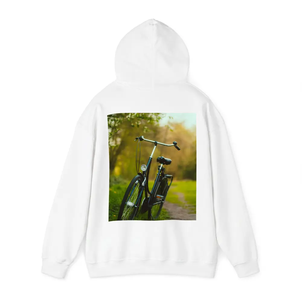 Black City Bicycle Parked On Green Path – Hoodies