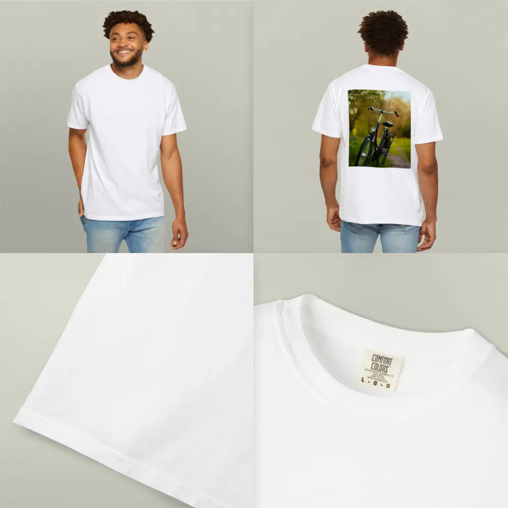 Black City Bicycle Parked On Green Path – T-Shirts