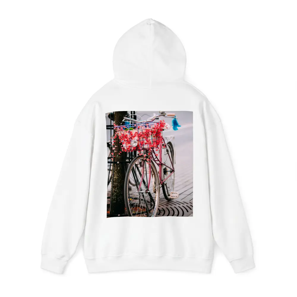 Pink Bicycle With Flowers On City Street – Hoodies