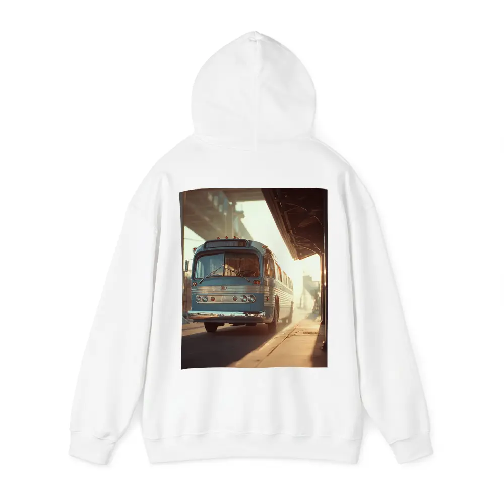 Vintage Blue Bus Urban Street Hazy Morning – Hoodies