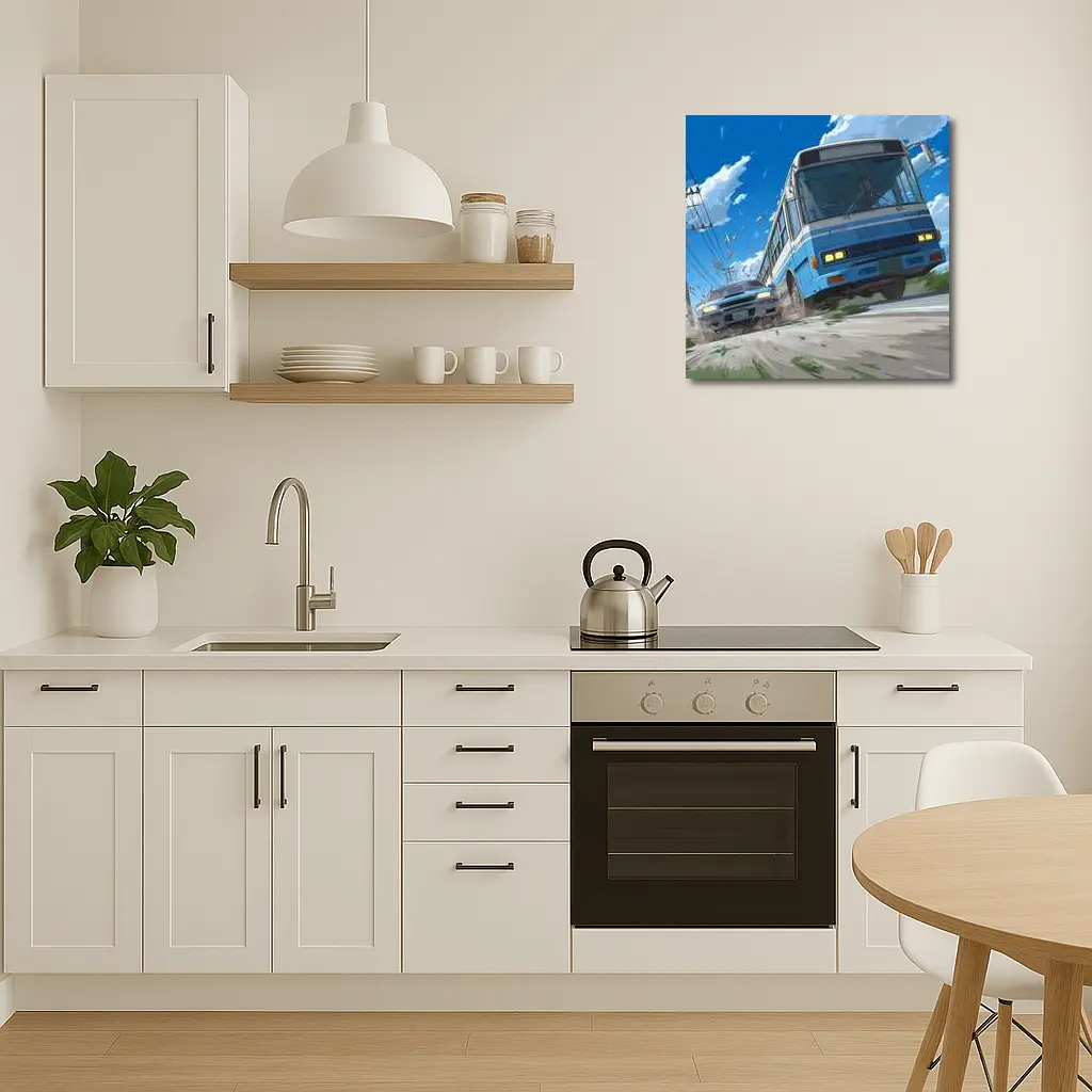 Anime Bus and Car High Speed Chase – Wall Art