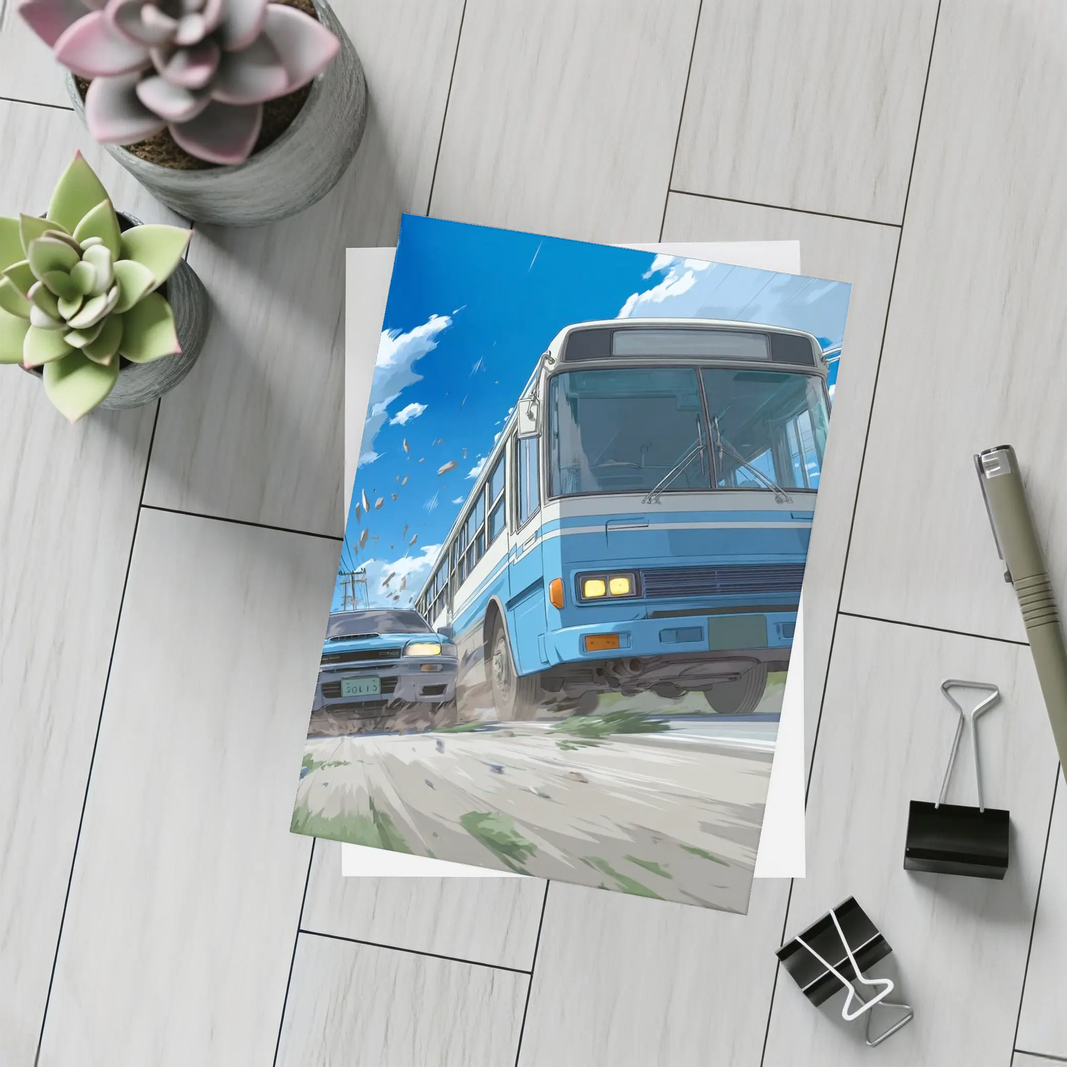 Anime Bus and Car High Speed Chase – Postcards