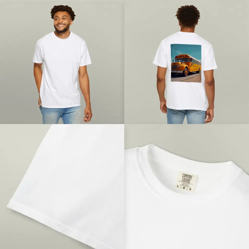 Vintage Yellow School Bus Desert Road – T-Shirts