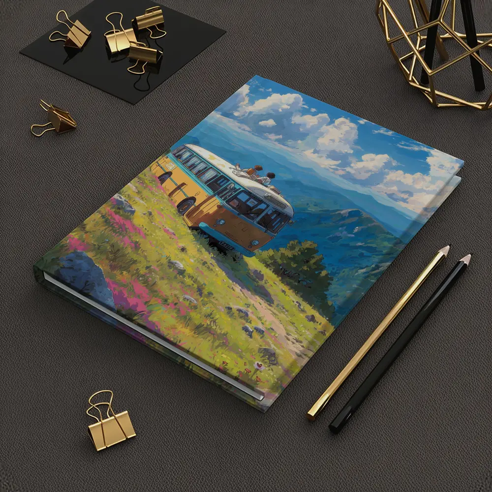 Anime Bus Ride Mountain Wildflower Landscape – Notebooks
