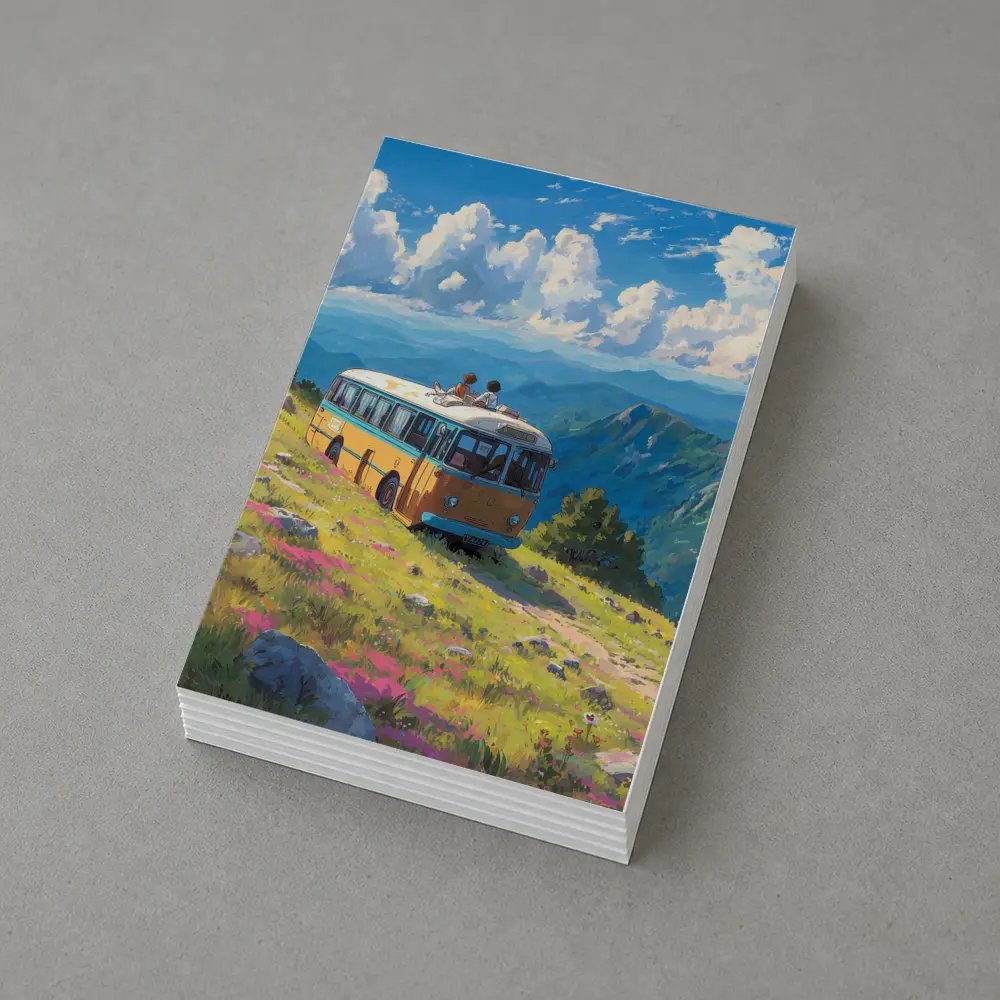 Anime Bus Ride Mountain Wildflower Landscape – Postcards