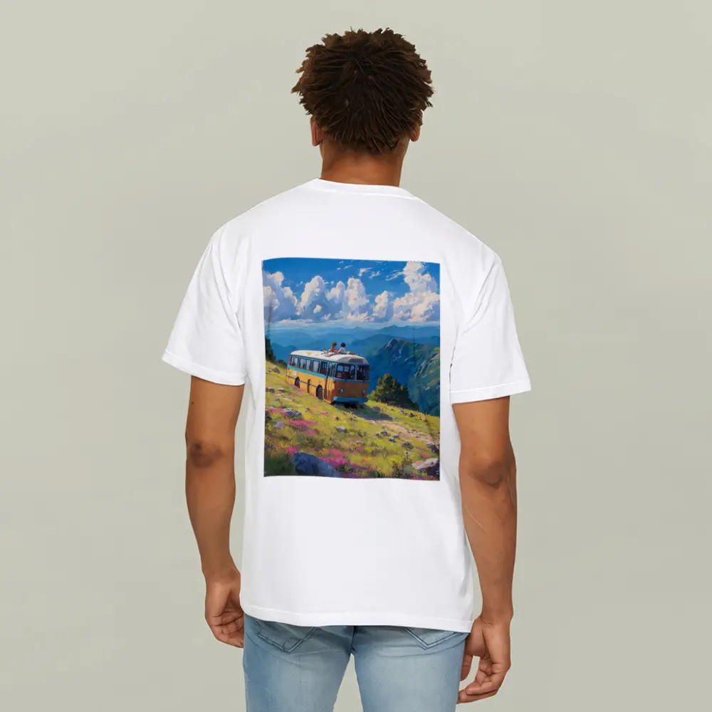Anime Bus Ride Mountain Wildflower Landscape – T-Shirts