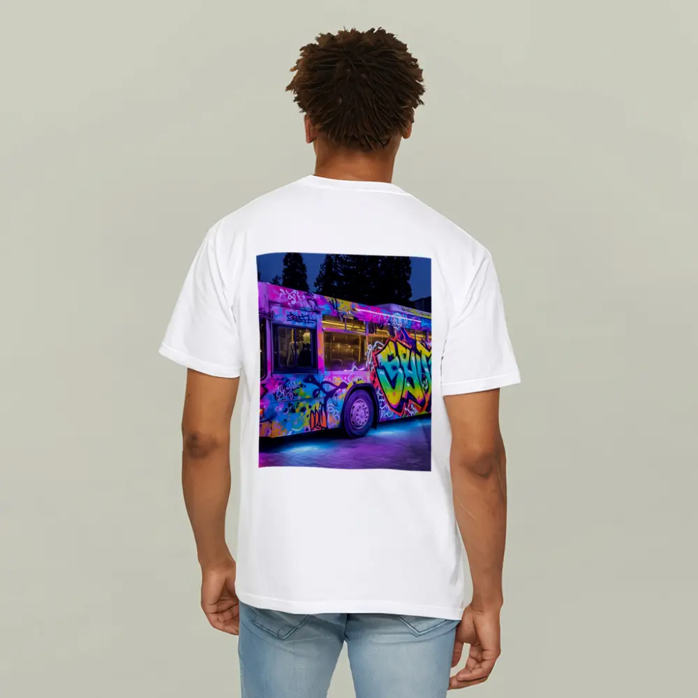 Graffiti Bus Neon Lights Urban Night Art – T-Shirts