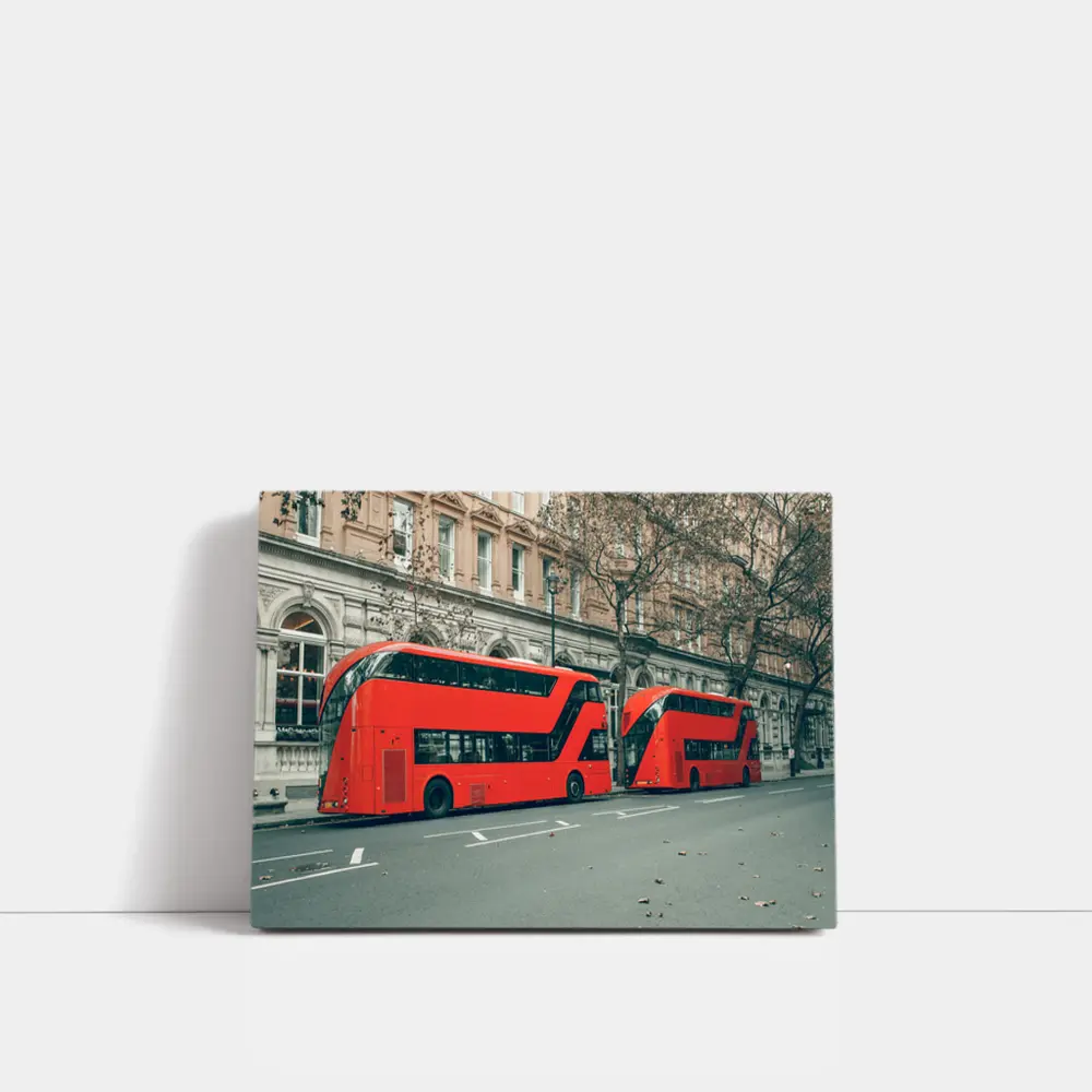 Red Double Decker Buses London Street – Wall Art