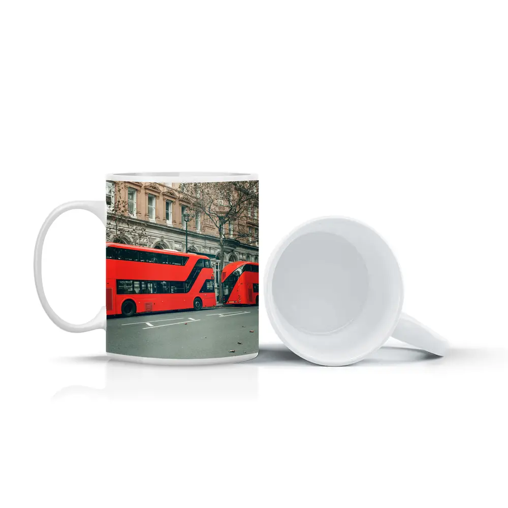 Red Double Decker Buses London Street – Mugs