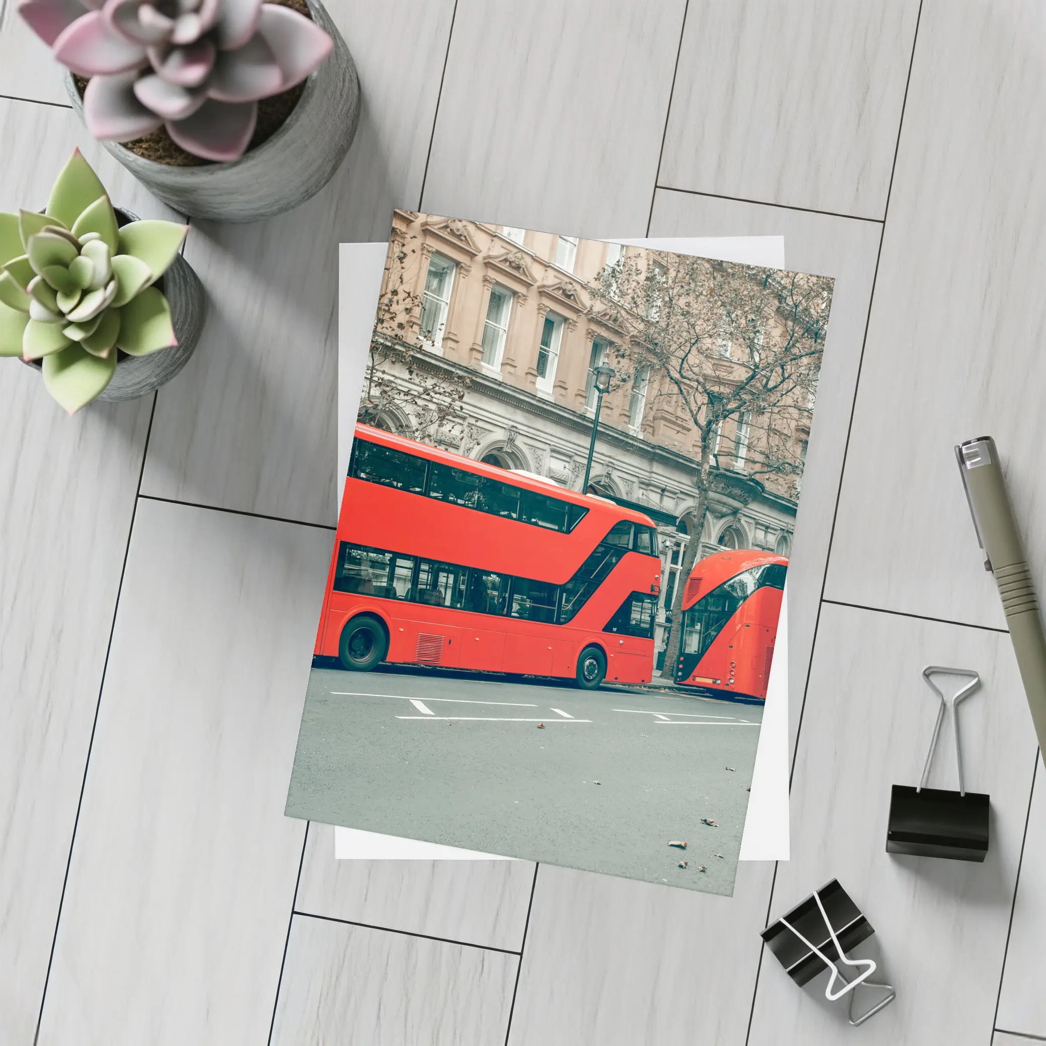 Red Double Decker Buses London Street – Postcards