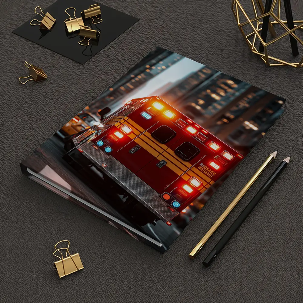 Ambulance Speeding Through City Street Night – Notebooks