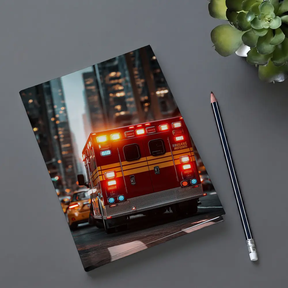 Ambulance Speeding Through City Street Night – Notebooks