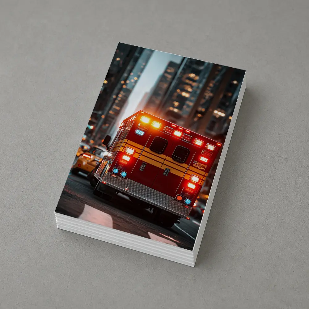Ambulance Speeding Through City Street Night – Postcards