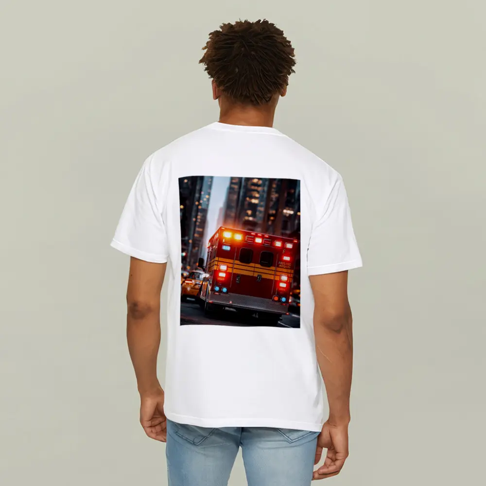 Ambulance Speeding Through City Street Night – T-Shirts