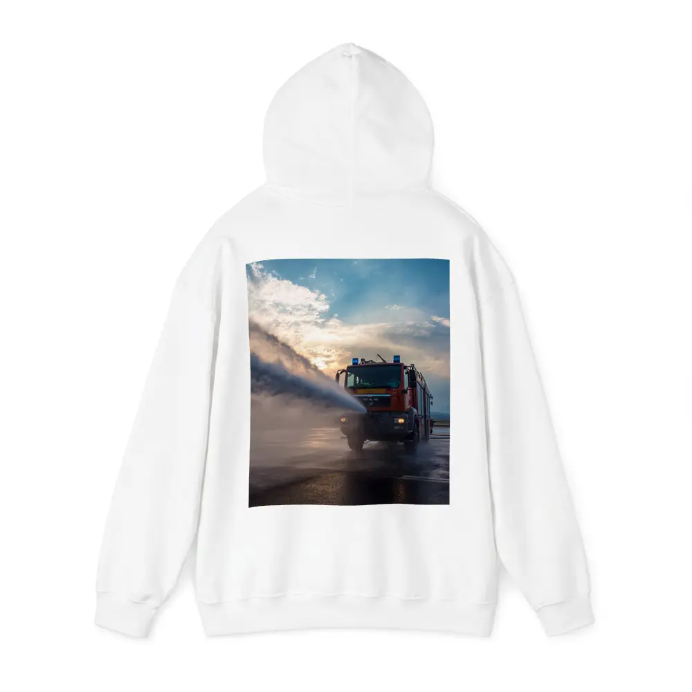 MAN Fire Truck Spraying Water Dramatic Sky – Hoodies