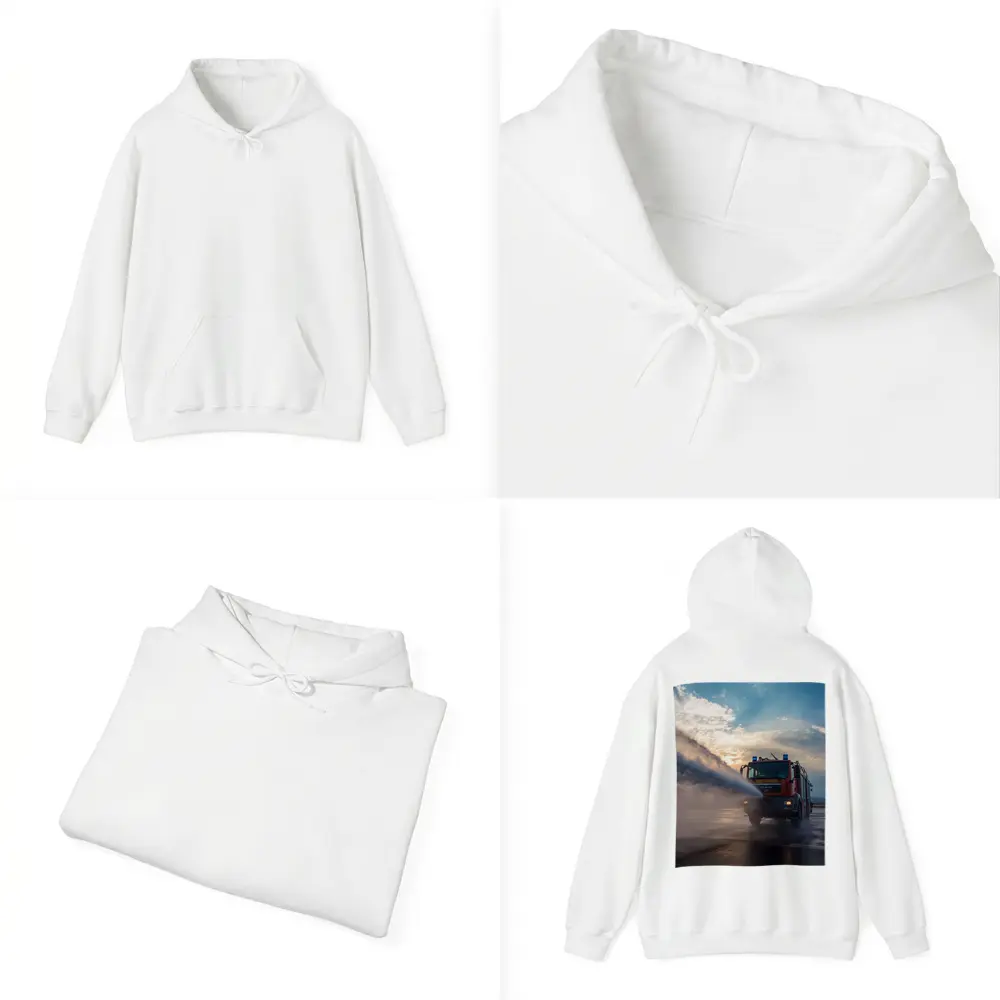 MAN Fire Truck Spraying Water Dramatic Sky – Hoodies