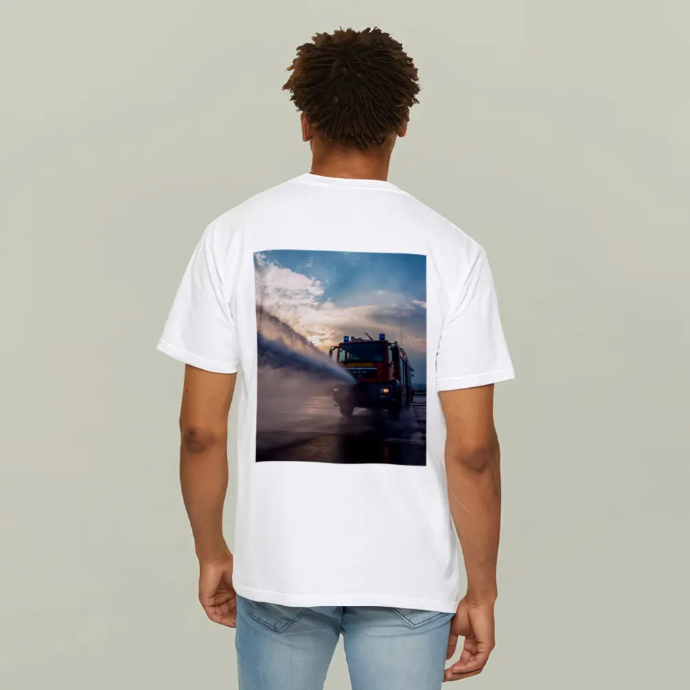 MAN Fire Truck Spraying Water Dramatic Sky – T-Shirts